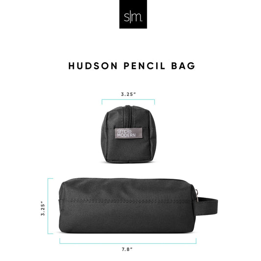 Hudson size chart showing measurement specifications with dark charcoal gray and black text on white background for clothing fit reference.