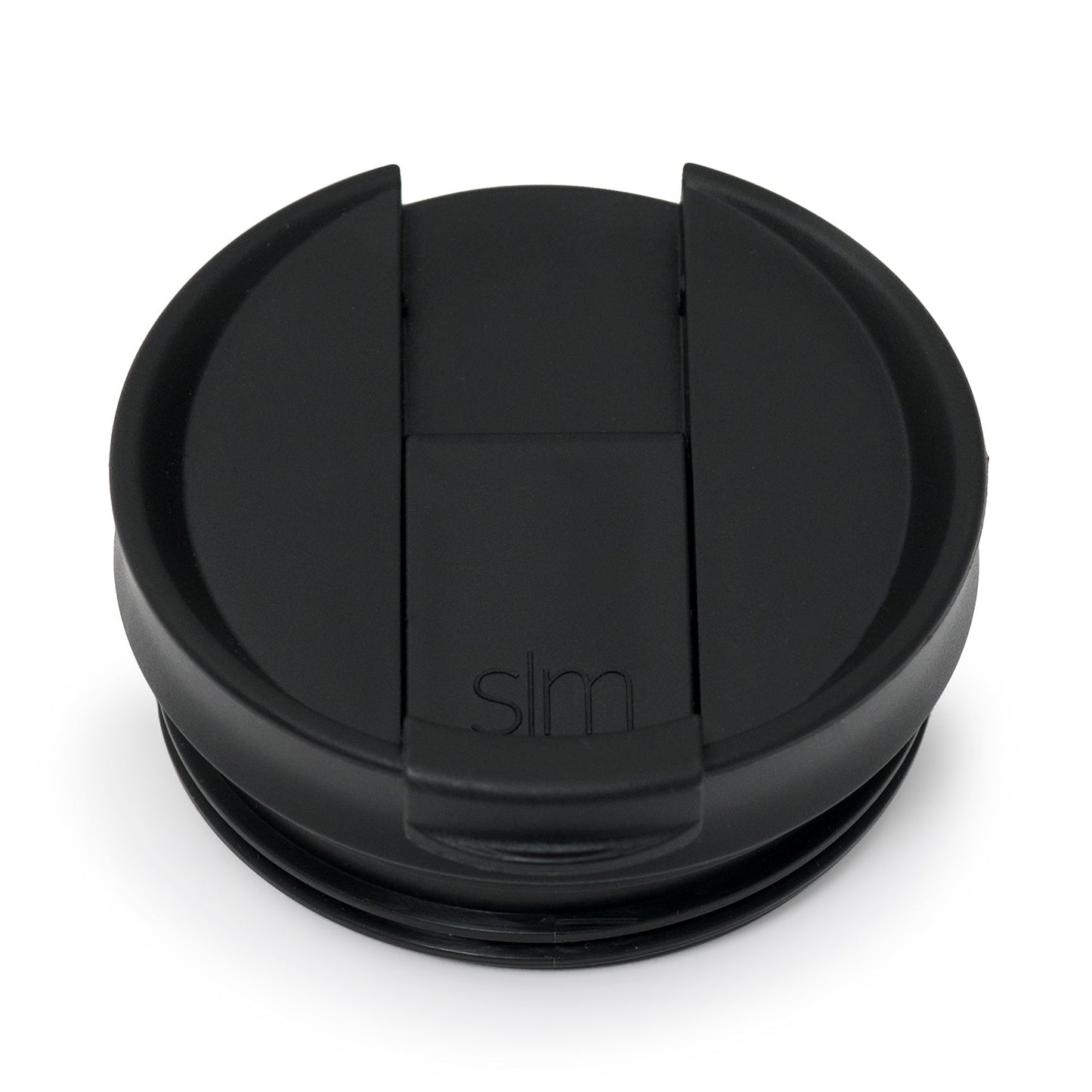 Black matte container lid with dark charcoal gray base rim and subtle tone gradations