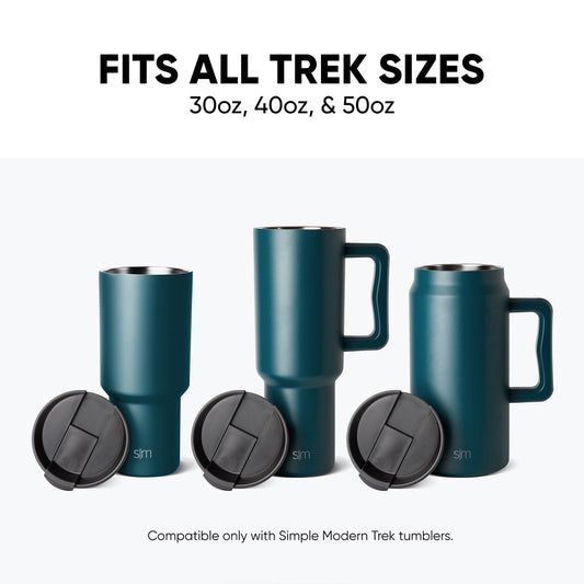 Three teal matte-finish tumblers with gradient shading and charcoal gray lids displayed side by side