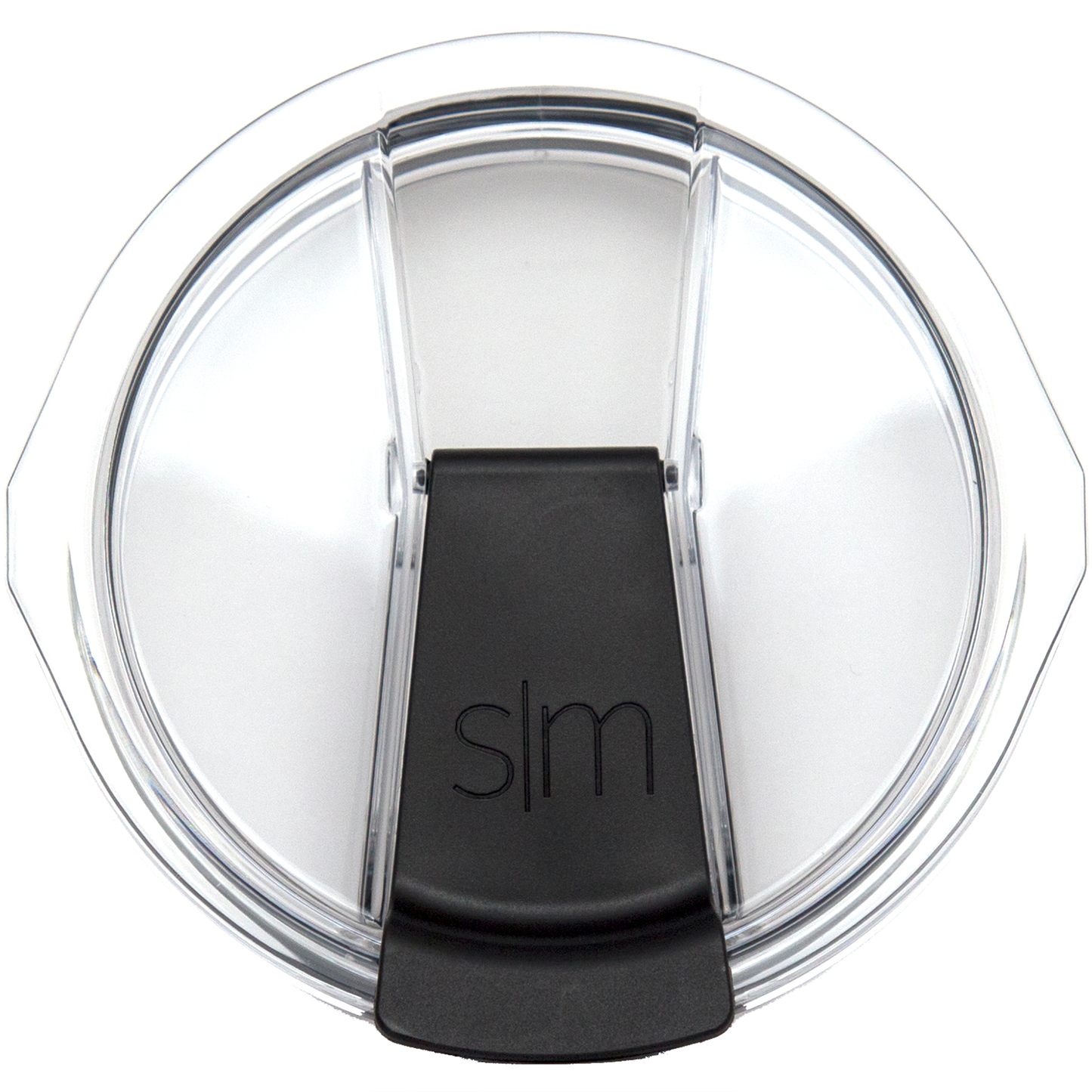 Clear plastic flip-top lid with black base and gray accents for CR-30 container