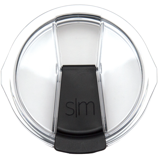 Clear transparent glossy lid with black matte base and top portion