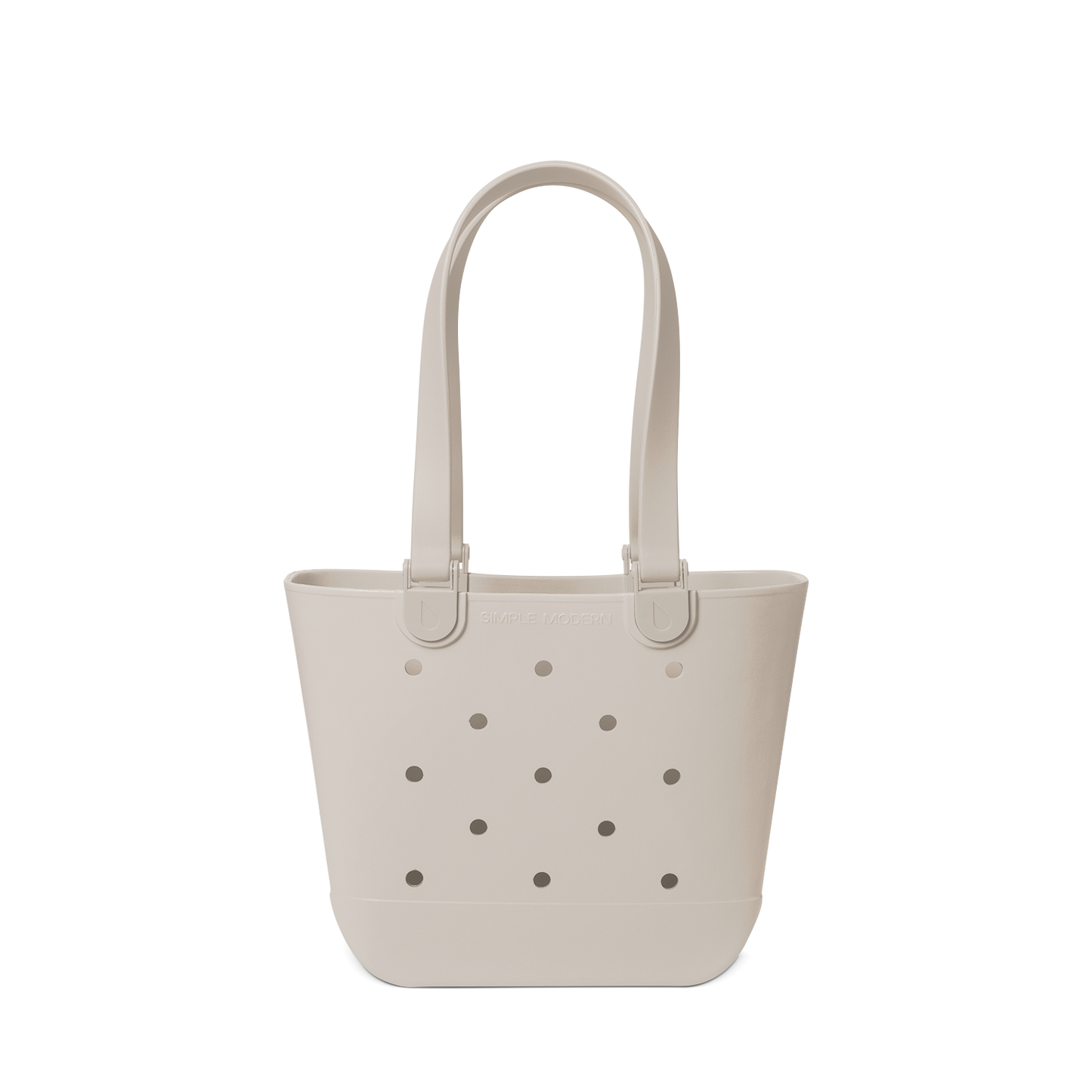 Soft beige canvas tote bag displayed against a light gray-white background