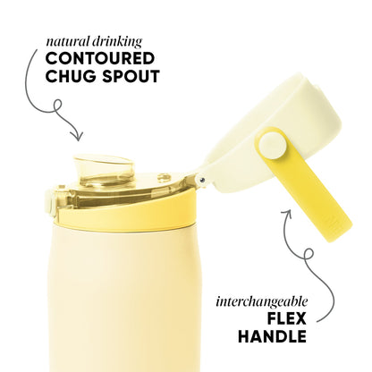 Cream-colored drinking vessel with detachable gold handle against a soft background