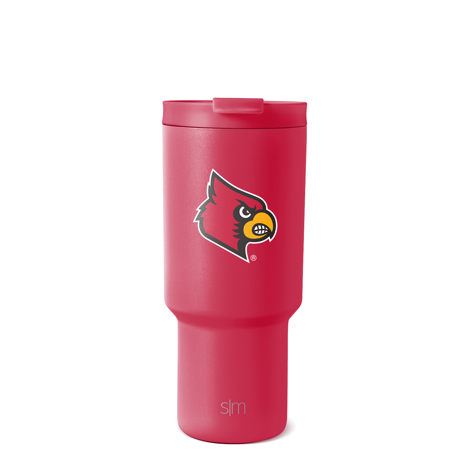 Vibrant hot pink coral tumbler on cream background